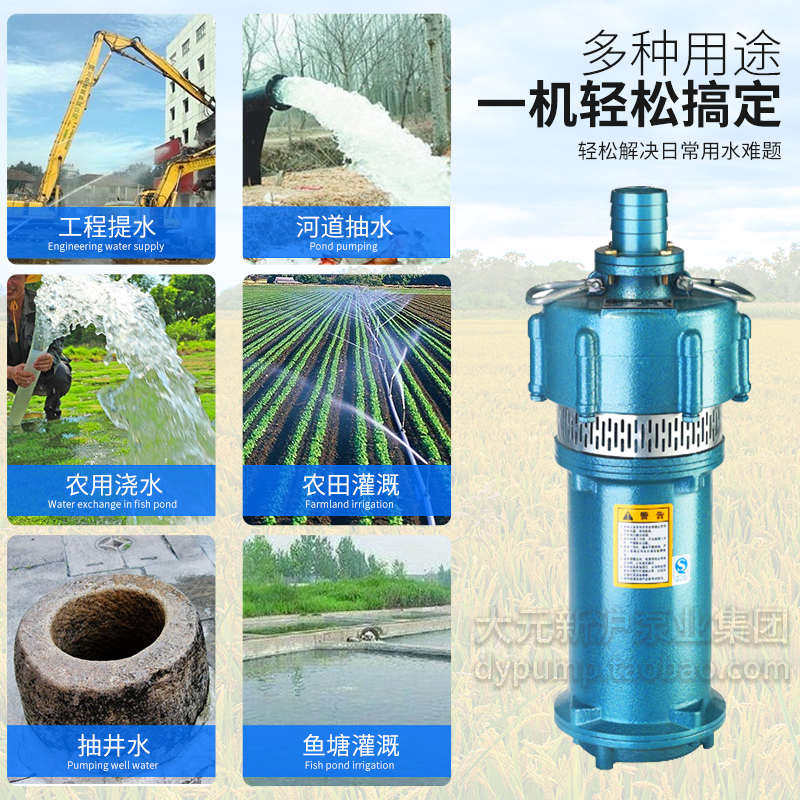 大元qd多级潜水泵220v高扬程家用抽水泵深井抽水机三相农用灌溉