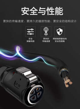 凌科LP24航空插头3芯4芯10孔12 19 24PIN多芯电源工业防水连接器