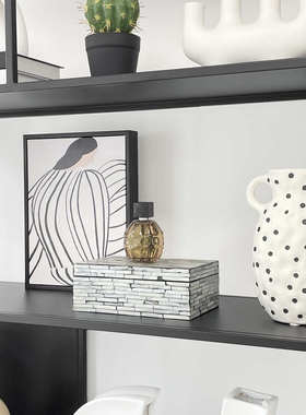 现代简约样板间书柜家居软装饰品首饰盒创意陶瓷玻璃摆件ZH3638