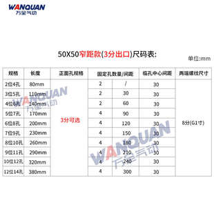 1寸气管分流排水排分流器汇流板底座气动铝条大流量多管路气源分