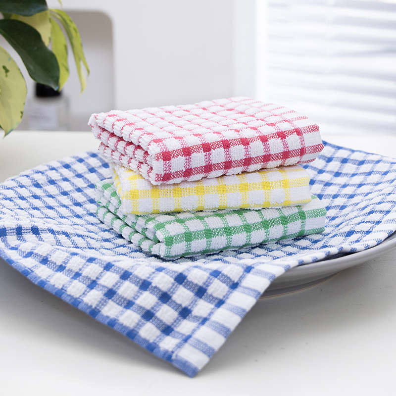 全纯棉格子方巾茶巾日式厨房抹布清洁擦手帕小毛巾洗碗吸水不掉