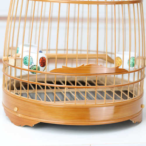 绣眼竹鸟笼手工老竹贝子黄雀玉鸟文鸟竹皮抛光活底瓜皮笼