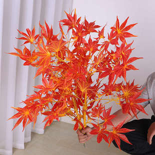 仿真植物盆栽枫树室内装饰假花盆栽假花客厅摆件家居装饰大红枫树