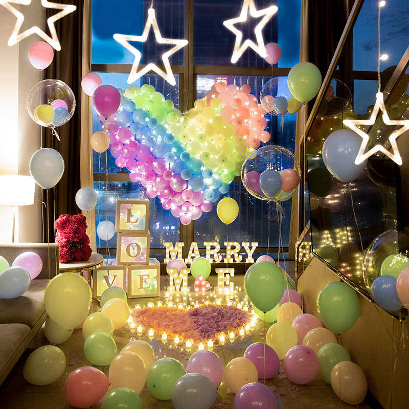 婚房浪漫惊喜送女友气球创意场景布置装饰表白神器告用品求婚道具