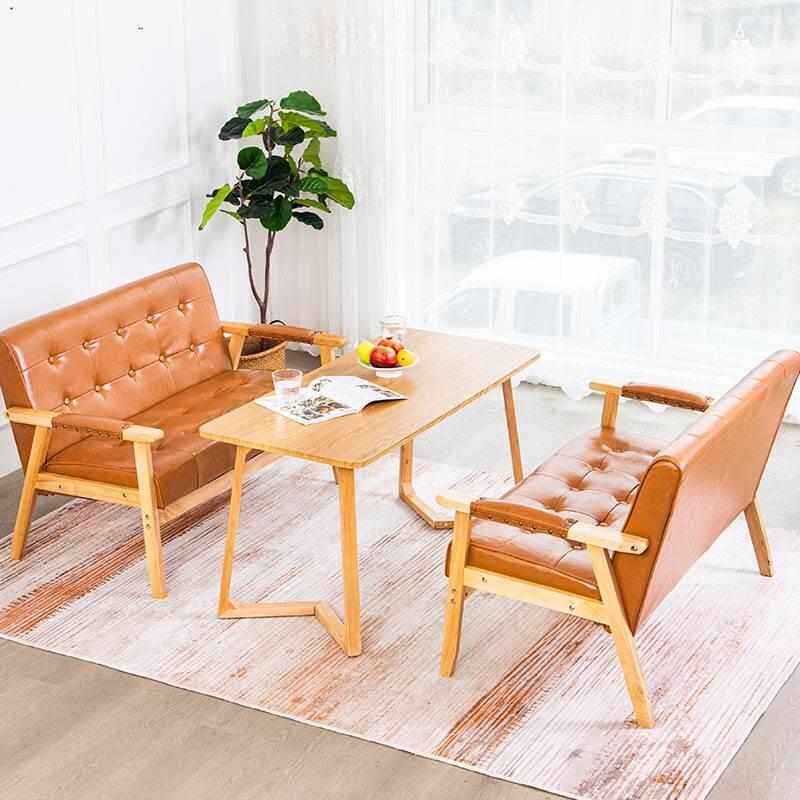 奶茶店桌椅组合甜品咖啡厅皮沙发简约双人卡座餐厅办公室洽谈休闲