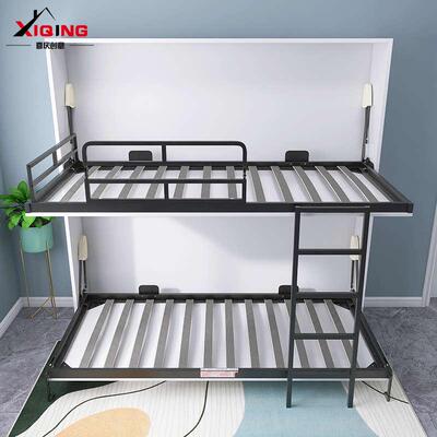 隐形床壁床子母上下铺双层高低折叠实木床多功能墨菲床隐藏床藏墙