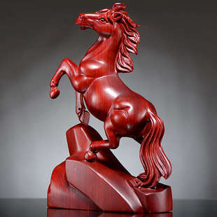 木雕马摆件实木马动物摆设装饰红木十二生肖马到成功创意工艺礼品