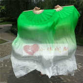 真丝长扇肚皮舞彩扇渐变长绸舞蹈扇水中草长扇舞蹈肚皮舞扇子长绸