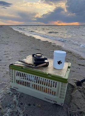 HTAP日式折叠篮高强度户外收纳箱储物露营车载桌面镂空现货包邮