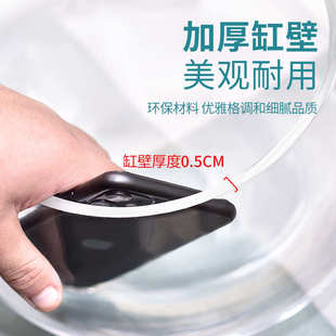 乌龟缸玻璃圆形养殖缸箱办公桌家用小鱼创意小型迷你桌面龟缸造景