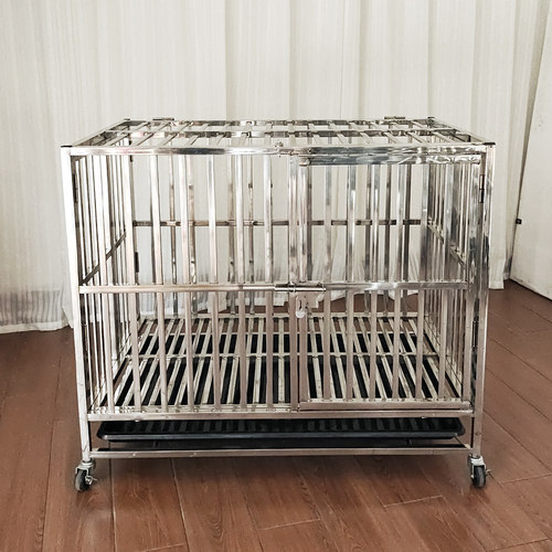 加厚不锈钢狗笼方管折叠适用大型犬 方管折叠狗笼