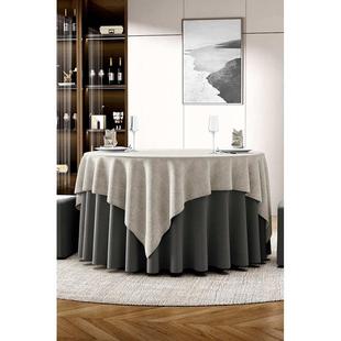 圆形棉麻桌布纯色酒店高级感餐桌台布长方形会议桌布大圆桌桌布厚