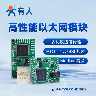 以太网模块工业级TTL串口转网口模块3路串口有人USR-TCP232-ED2