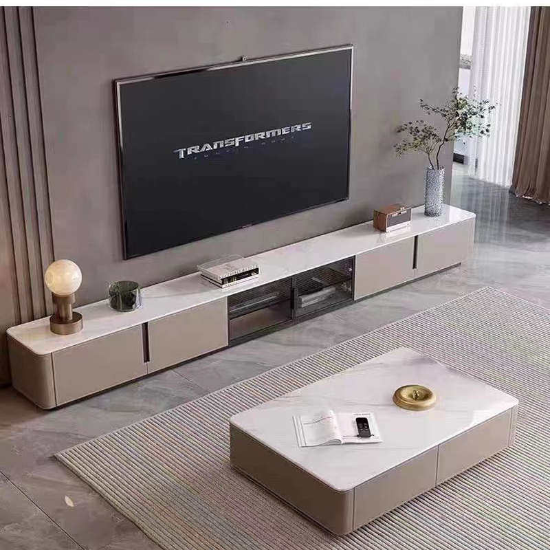 全实木极简岩板轻奢电视柜茶几组合套餐落地款意式烤漆客厅简约