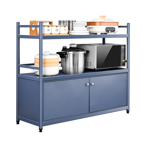 橱柜置物架家用落地多层不锈钢架围栏架收纳储厨房带柜子物锅