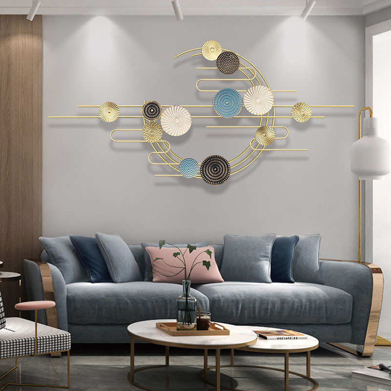 北欧轻奢风客厅沙发背景墙装饰挂饰现代卧室时尚创意金属墙饰壁