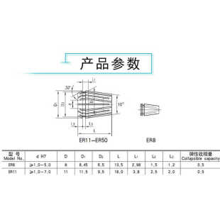 供应ER夹头ER16筒夹ER弹性夹头0.008高精密弹簧夹头雕刻机夹头