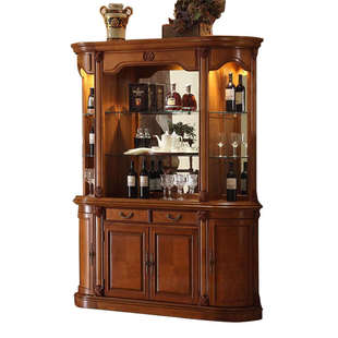 美式实木半圆酒柜吧台柜碗碟柜展示柜备餐柜储物柜收纳柜餐边柜