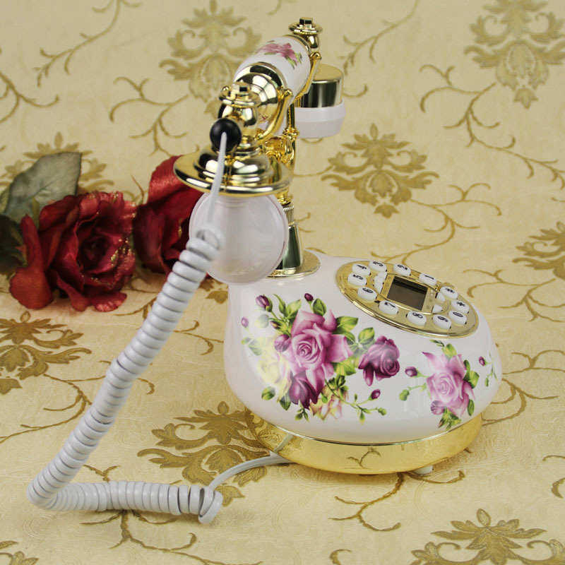欧式田园复古老式古董陶瓷工艺酒店家用来电显示固话座机电话机