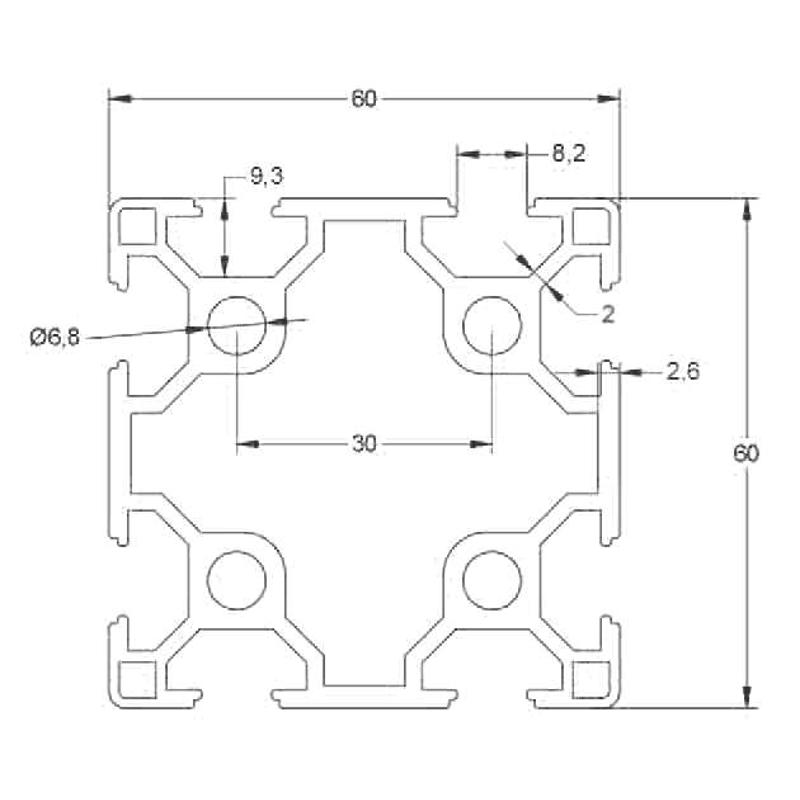 6060 S双槽 工业铝型材欧标6060双槽 60系双槽型材6060欧标铝型