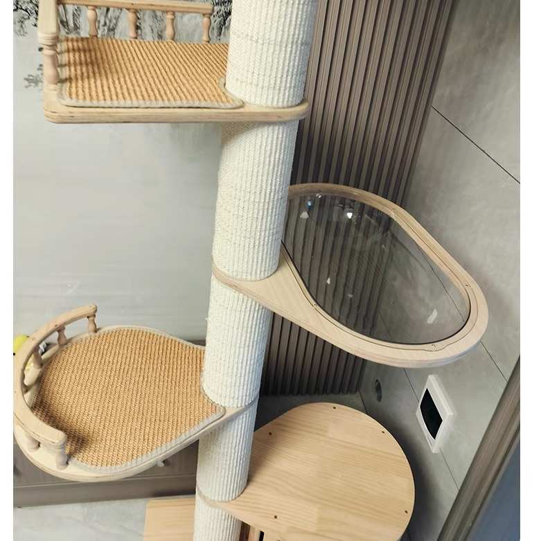 太空舱猫窝猫爬架实木顶天立地猫大窝底板吊床自制diy通天柱配件图片