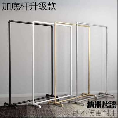 服装展示架水管龙门架铁艺落地架带滑轮铁衣架简易晾衣架可移动