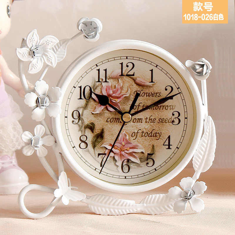 田园静音台钟卧室客厅钟表摆件欧式铁艺小钟台式钟座钟时钟 包邮,家居饰品,台钟/闹钟,淘宝优惠券,粉丝福利购,淘宝优惠卷