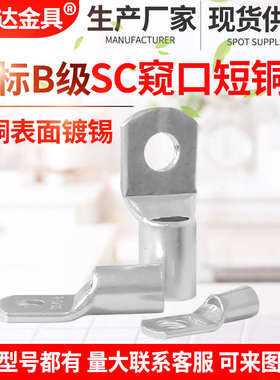 SC窥口短铜鼻子50 70 95 120 150 185 平方镀锡紫铜管接线耳端子