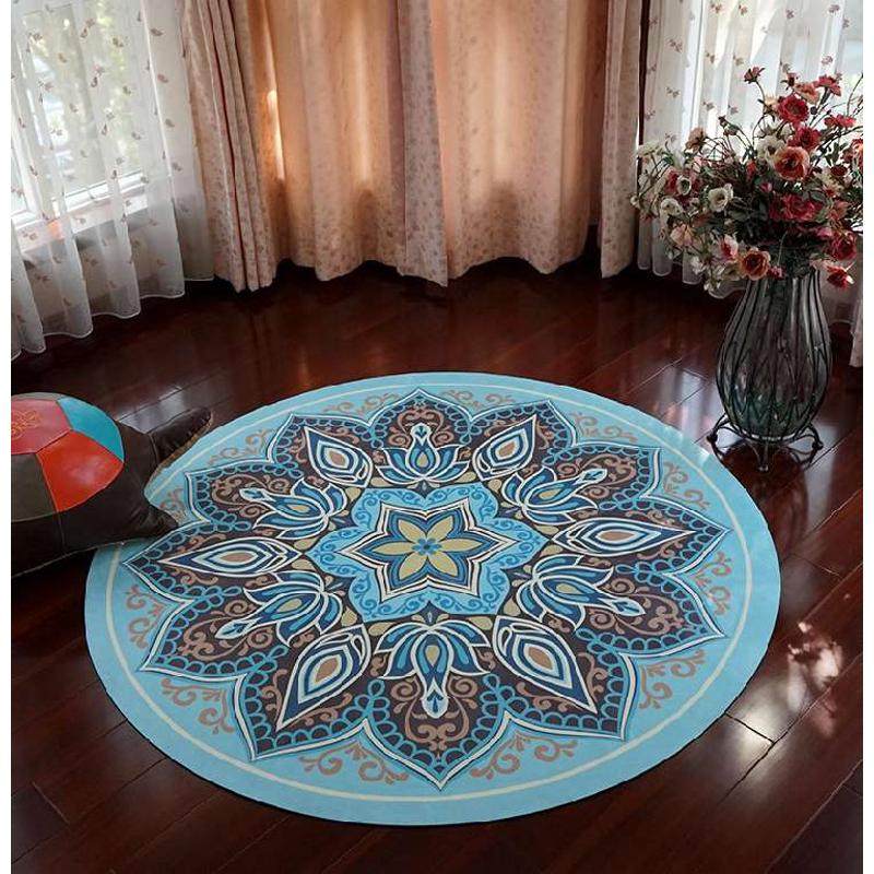 圆形天然橡胶垫家用舞蹈健身地毯打坐冥想圆垫印花防滑空中瑜伽垫,运动/瑜伽/健身/球迷用品,瑜伽垫,淘宝优惠券,粉丝福利购,淘宝优惠卷