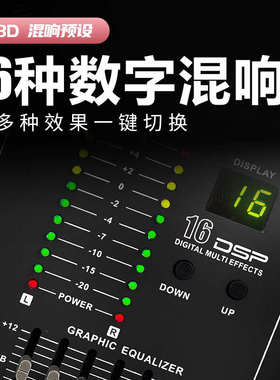 专业12路1200W调音台功放一体机大功率带混响舞台婚庆会议调音器