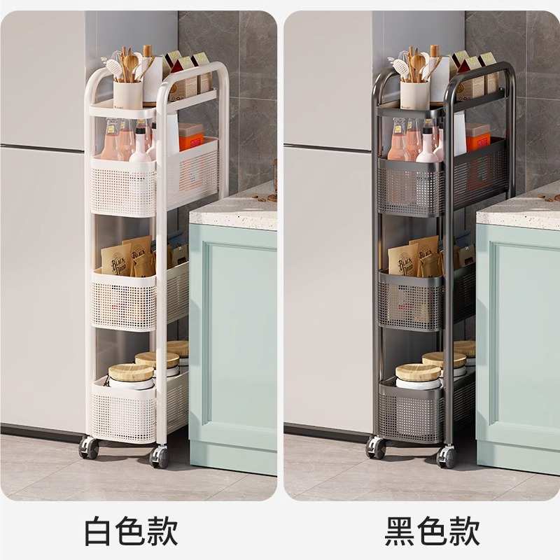 免安装碳钢小推车置物架厨房蔬菜调料落地多层移动夹缝隙收纳架