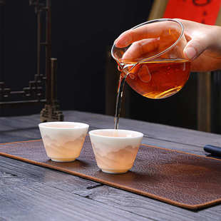 变色悬停漂移盖碗旅行茶具套装户外露营羊脂玉瓷泡茶便携式快客杯