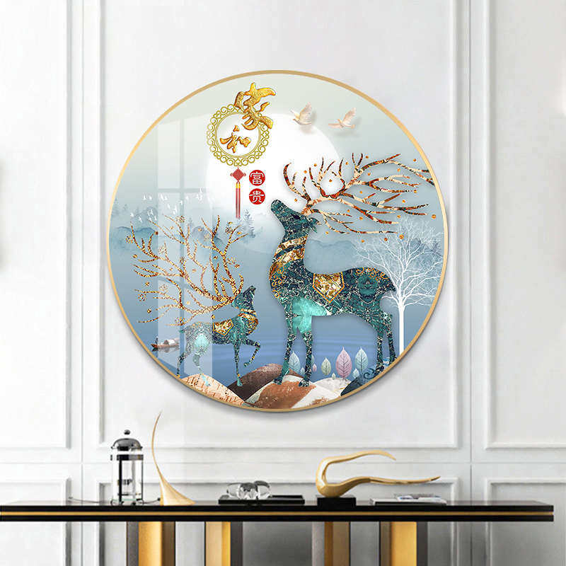 2025新款钻石画满钻客厅圆形点贴钻十字绣卧室小件砖石画发财麋鹿,居家布艺,钻石绣,淘宝优惠券,粉丝福利购,淘宝优惠卷