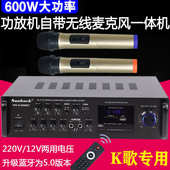 大功率 家用 卡拉OK无线麦克风功放话筒一体机 12V功放机 220V
