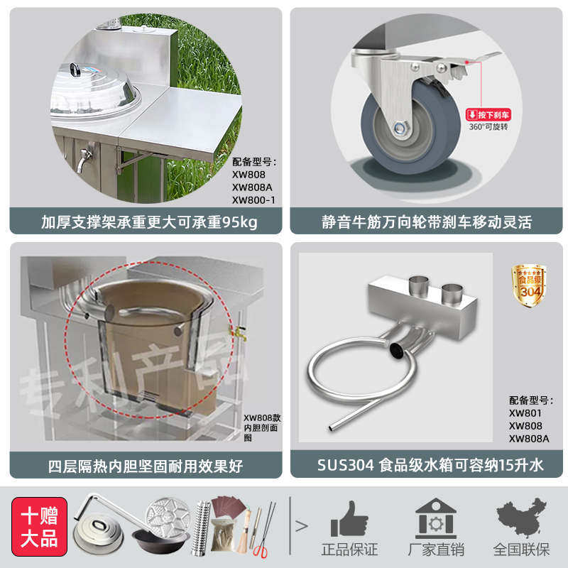 旺乡邻新式农村柴火灶户外庭院移动柴火炉家用厨房节能无烟省柴灶 - 实物图