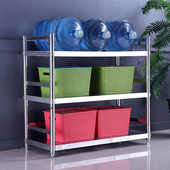 厨房置物架围栏不锈钢货架落地多层微波炉厨房收纳架储物三层架子