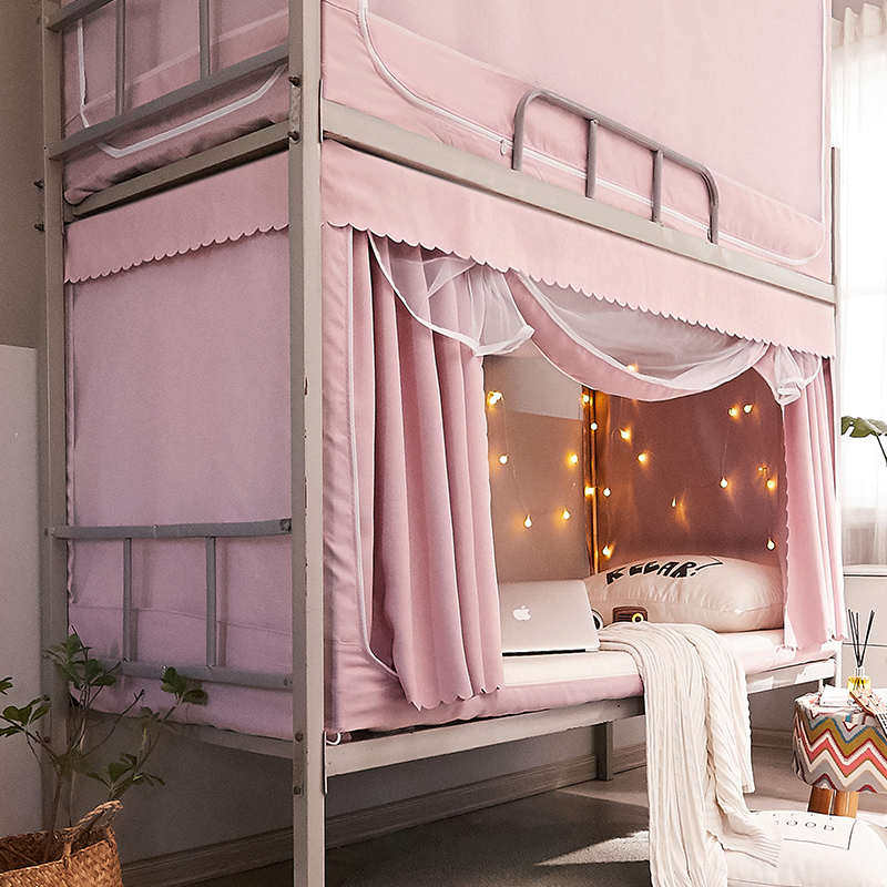 无涂层加厚强遮光床幔通用支架学生宿舍下铺床蚊帐帘上铺一体式带