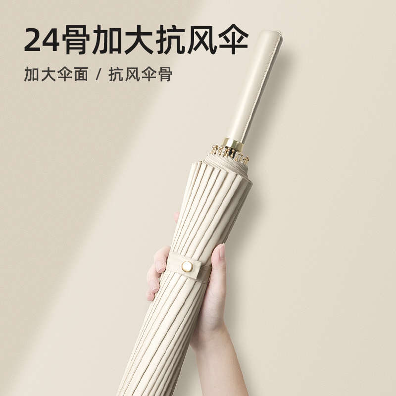 长柄雨伞24骨暴雨专用高级简约大伞抗风大号收纳自动双人加大结实