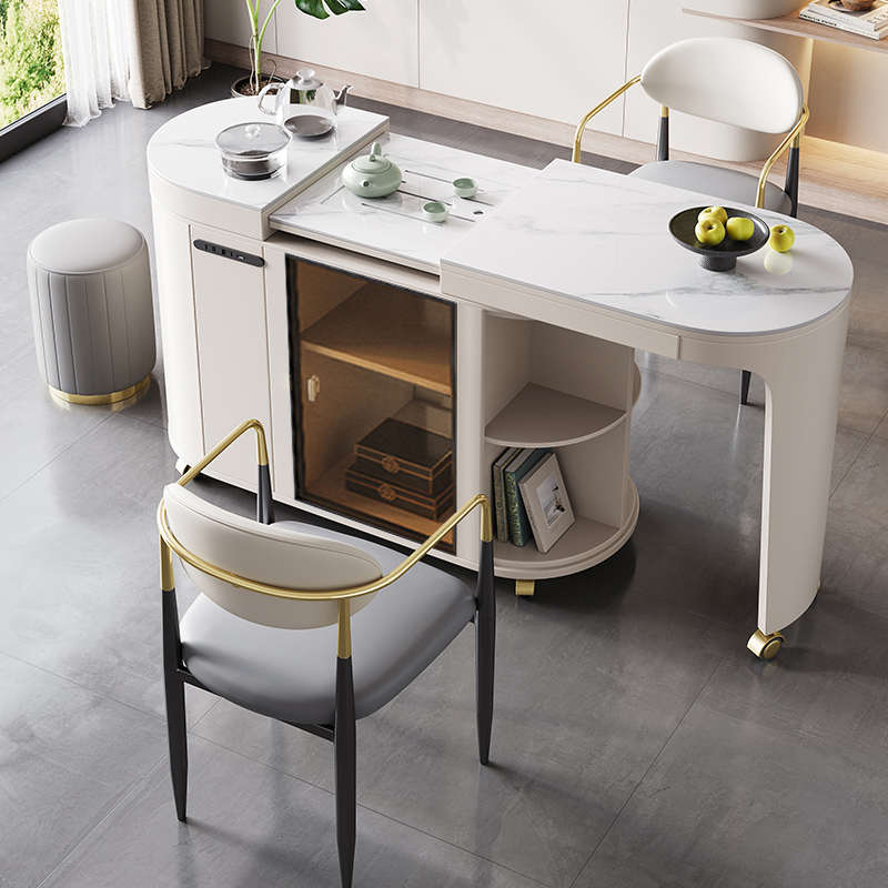 茶岩小型奶油现代阳台车移动家用板简约可茶桌风现代功夫伸缩茶台