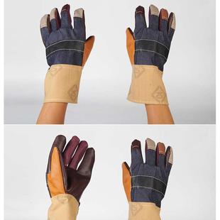 皮革电焊手套短款加厚耐磨焊工防油机械帆布花皮革劳保手套包邮