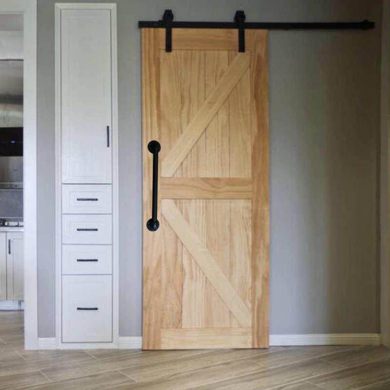 美式移门长拉手 谷仓门复古大门把手 老式木门店门黑色大手柄铁