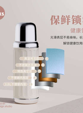 AKS不锈钢保温杯女小巧便携办公室水杯2025新款高颜值女生小杯子