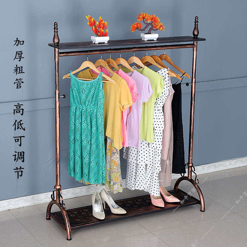 铁艺服装店展示架落地式婚纱陈列架服装货架侧挂单杠挂衣架中岛架