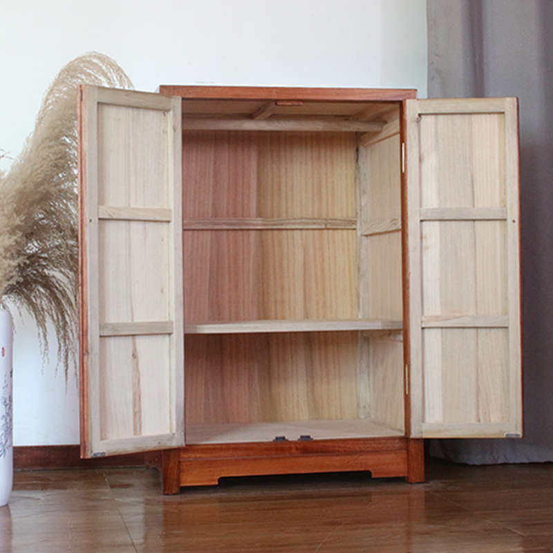 实木雕刻衣柜两门儿童衣橱新中式矮衣柜小户型衣柜香樟木雕花衣柜