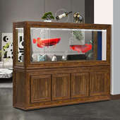 中式 龙鱼缸客厅2025新款 屏风底部过滤大型家用隔断玻璃生态水族箱