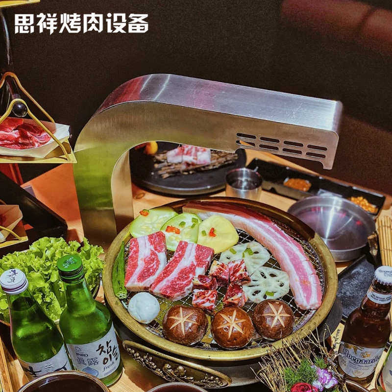 韩式烤肉排烟弯头烤肉店排风设备不锈钢拐脖地排烟烟罩弯脖排烟