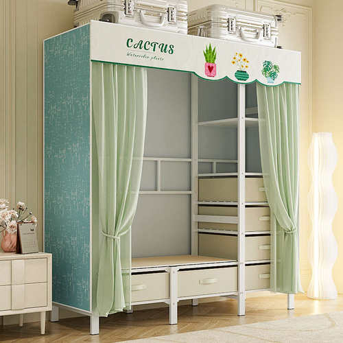 衣帽架家用挂衣架落地卧室衣架简易可移动置物架金属衣柜钢架结构