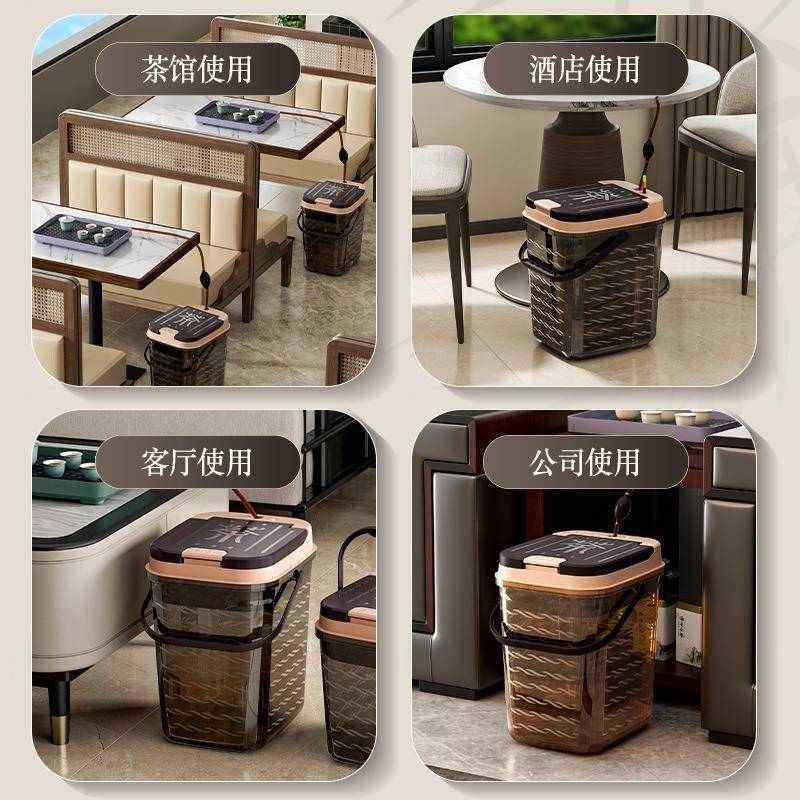 透明可视茶水桶加厚升级版一键弹盖茶渣桶家用垃圾废水桶茶盘排水,餐饮具,茶台废水/渣桶,淘宝优惠券,粉丝福利购,淘宝优惠卷