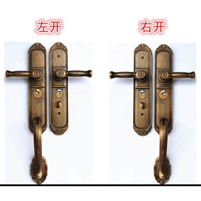 豪华铝合金加厚把手别墅双开门对开门子母门拉手欧式仿古防盗门锁