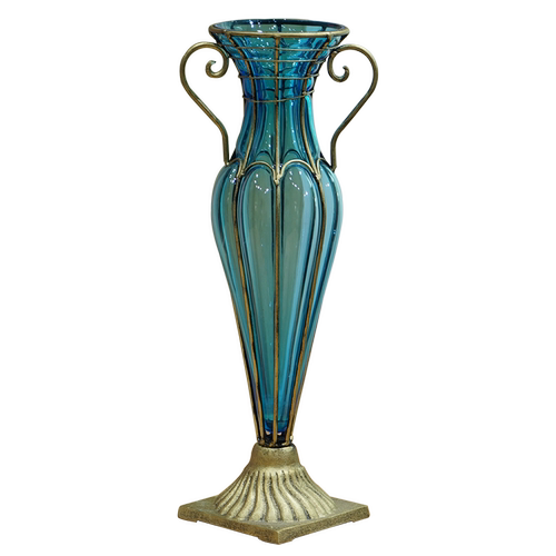 创意细口花瓶摆件水培高简约欧式玻璃客厅插花透明复古电视柜家